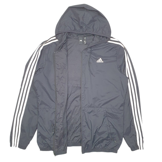 Mens Black Adidas Hooded Lightweight  Coat