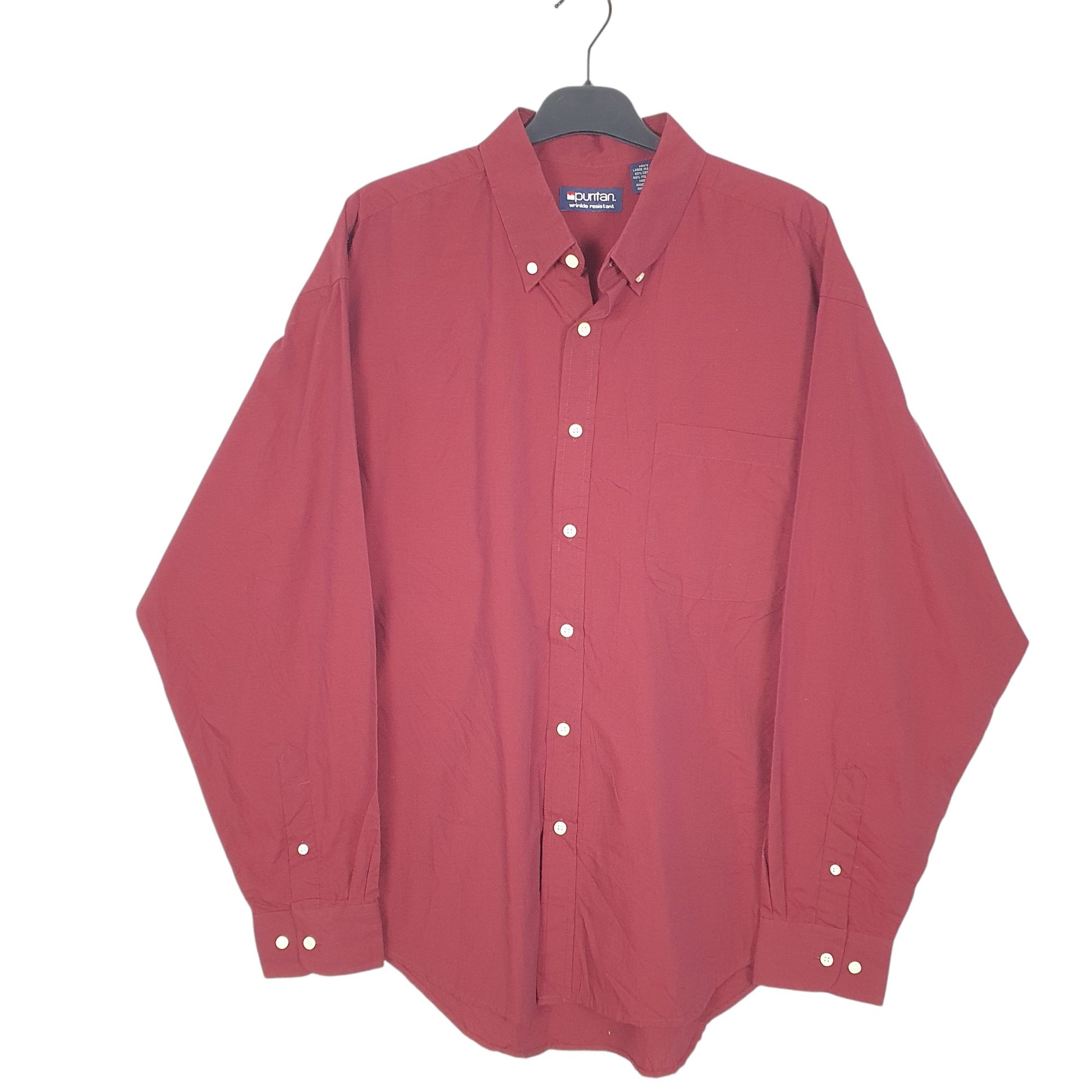 Mens Burgundy Puritan  Long Sleeve Shirt