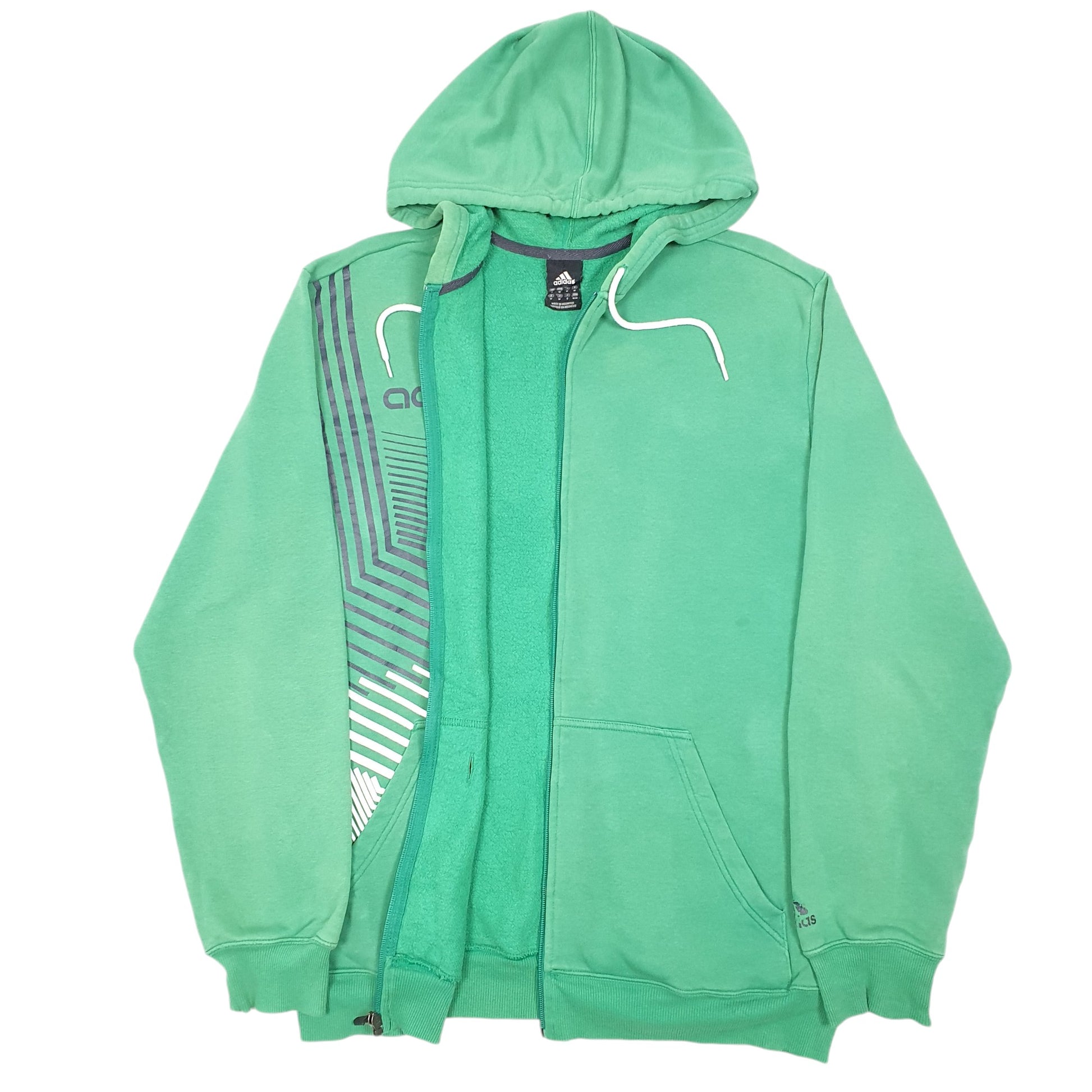 Mens Green Adidas Hoodie Full Zip Jumper