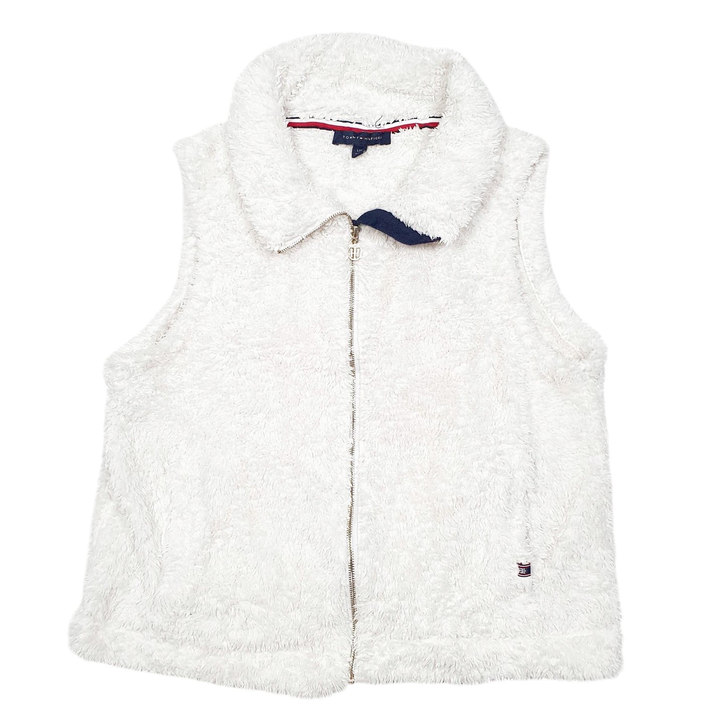 Womens White Tommy Hilfiger Vest Gilet Bodywarmer Full Zip Jumper