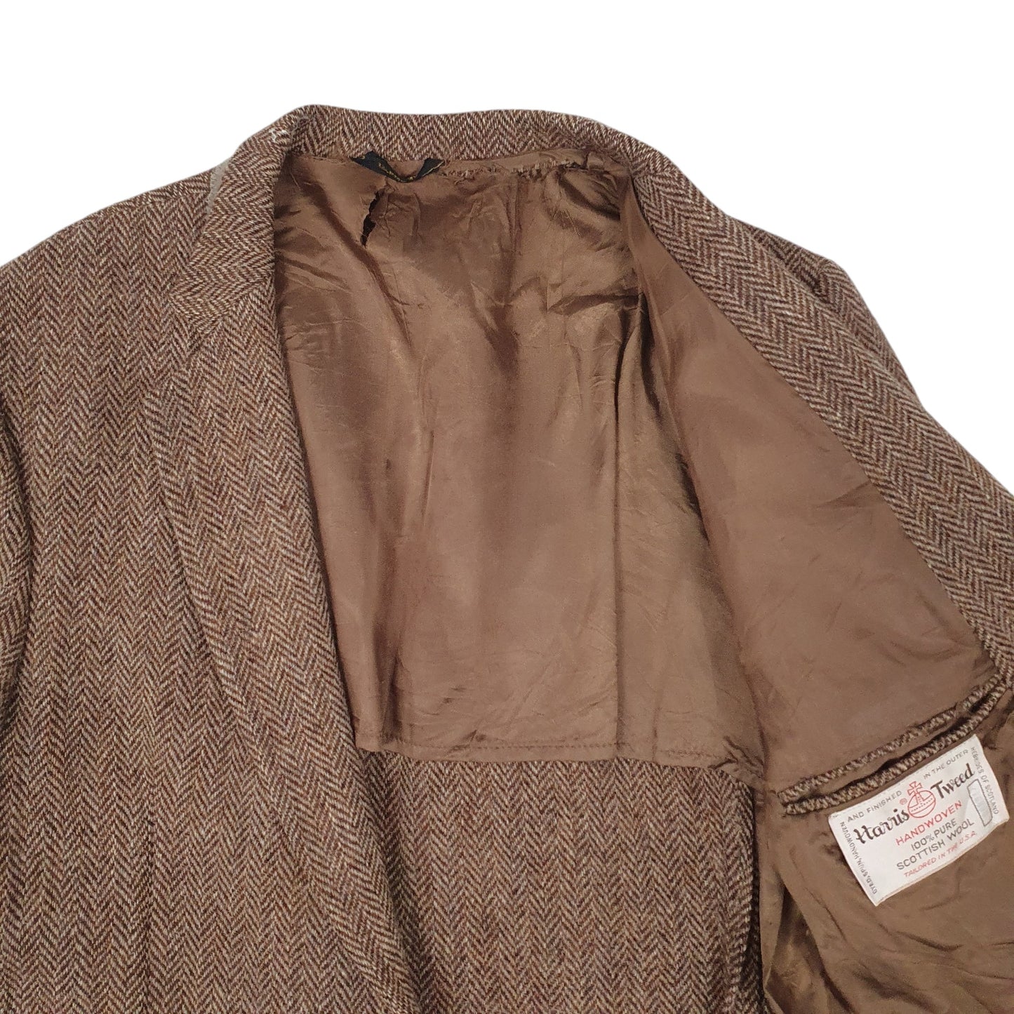 Mens Brown Harris Tweed Vintage  Coat