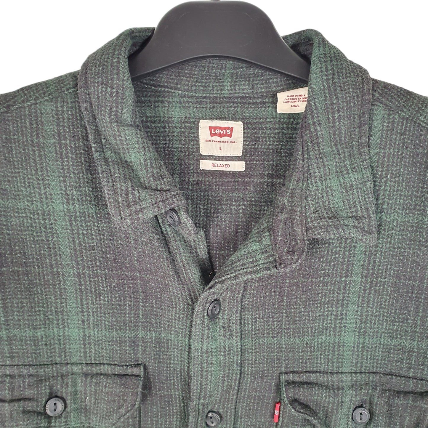 Mens Green Levis Flannel Overshirt Shacket Long Sleeve Shirt