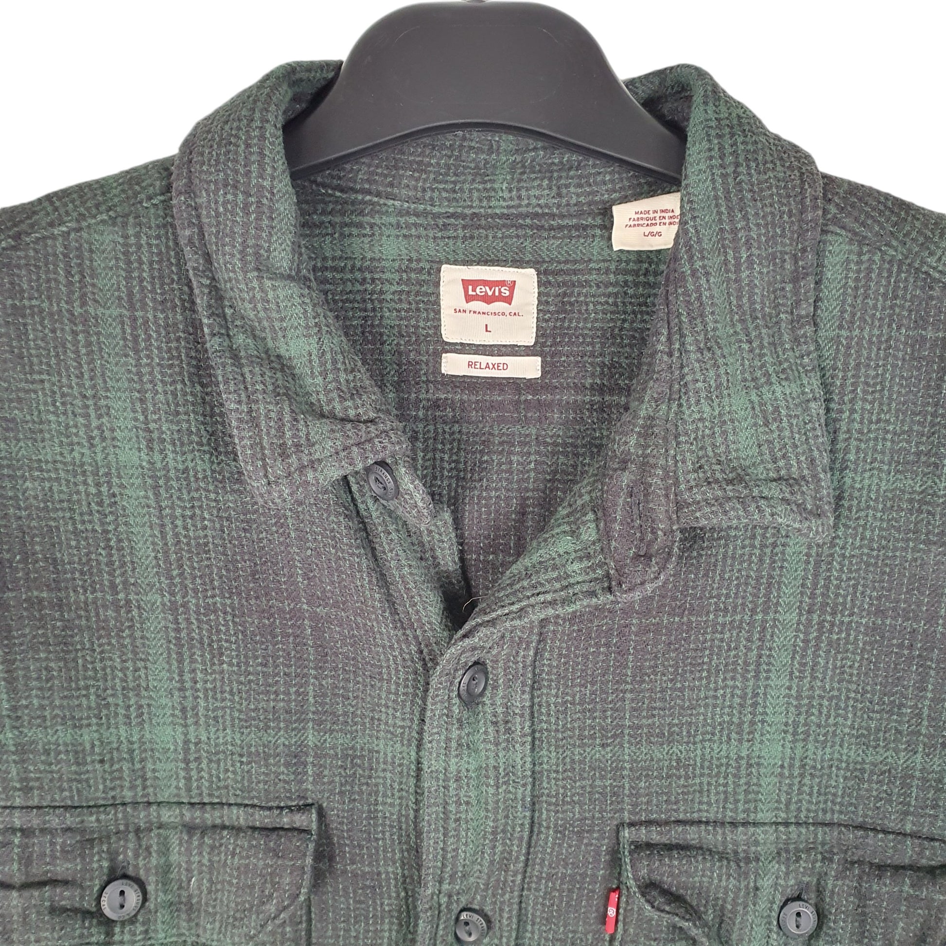 Mens Green Levis Flannel Overshirt Shacket Long Sleeve Shirt
