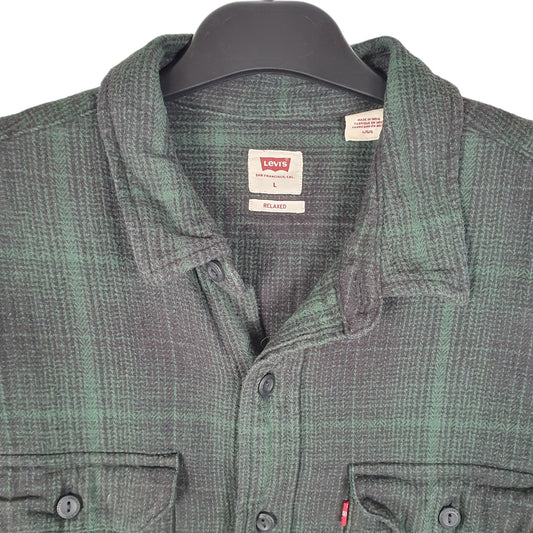 Mens Green Levis Flannel Overshirt Shacket Long Sleeve Shirt