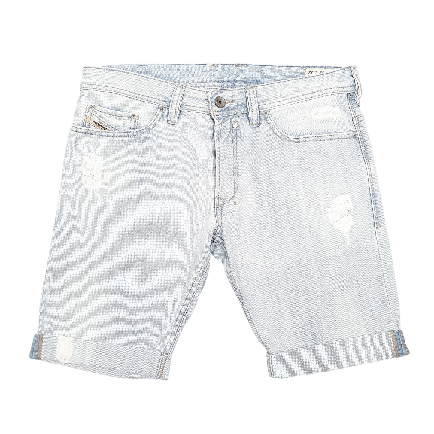 Mens Blue Diesel Slim Jorts Jean Distressed Denim Shorts