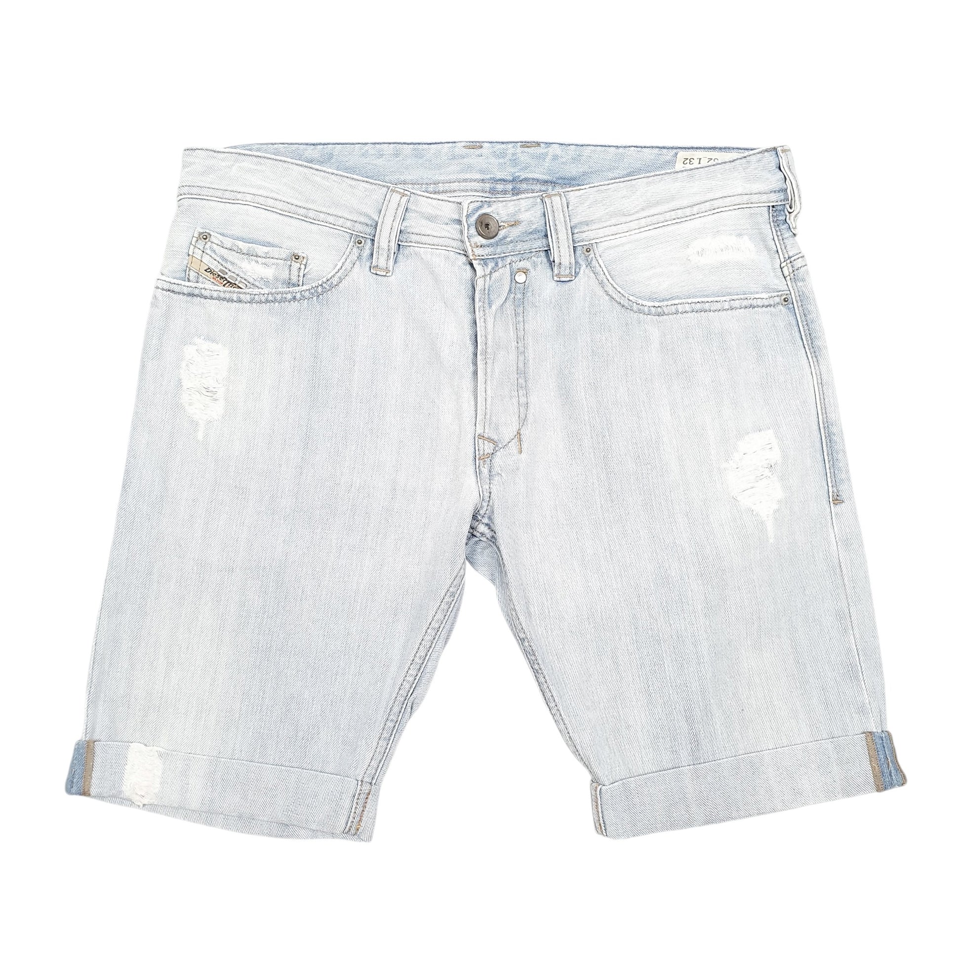 Mens Blue Diesel Slim Jorts Jean Distressed Denim Shorts