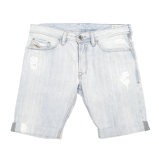 Mens Blue Diesel Slim Jorts Jean Distressed Denim Shorts