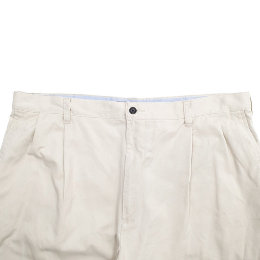 Mens Cream Tommy Hilfiger Double Pleated Chino Trousers