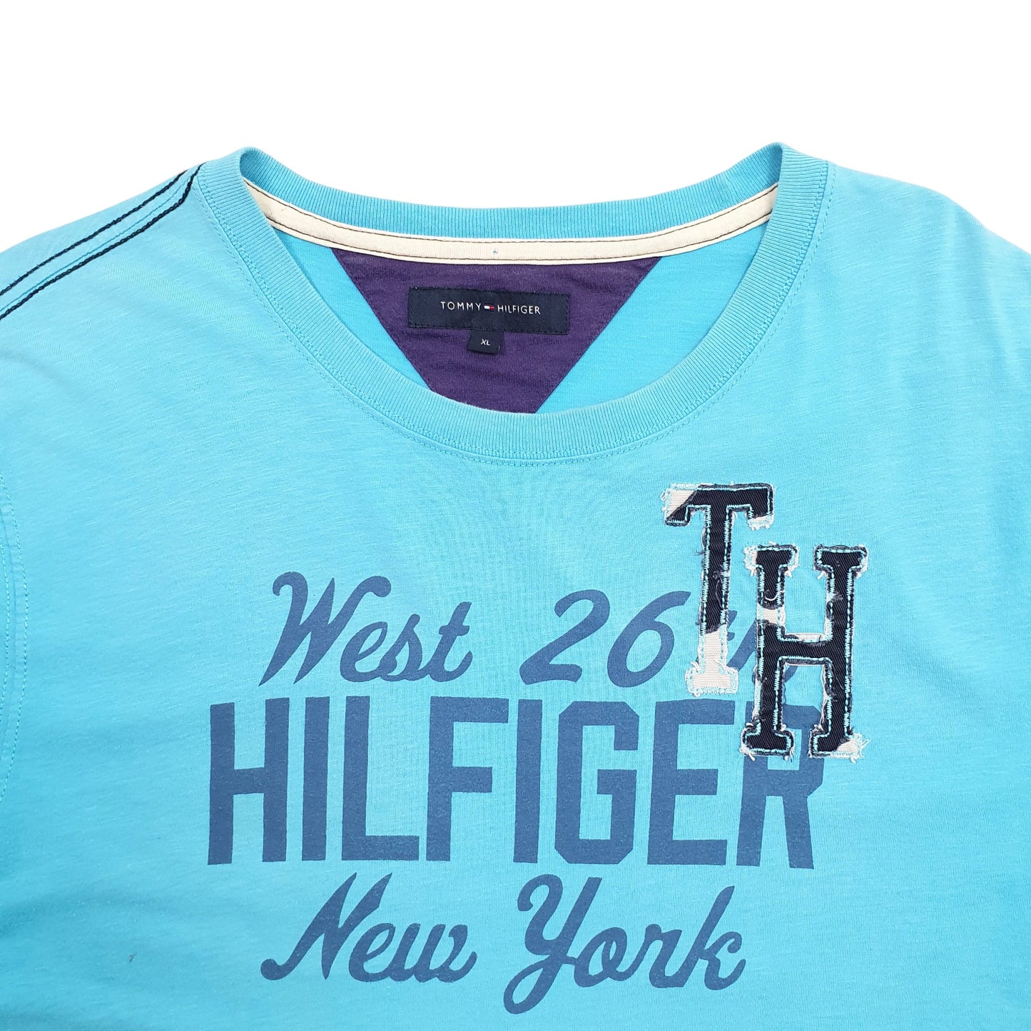Mens Blue Tommy Hilfiger Spellout Short Sleeve T Shirt