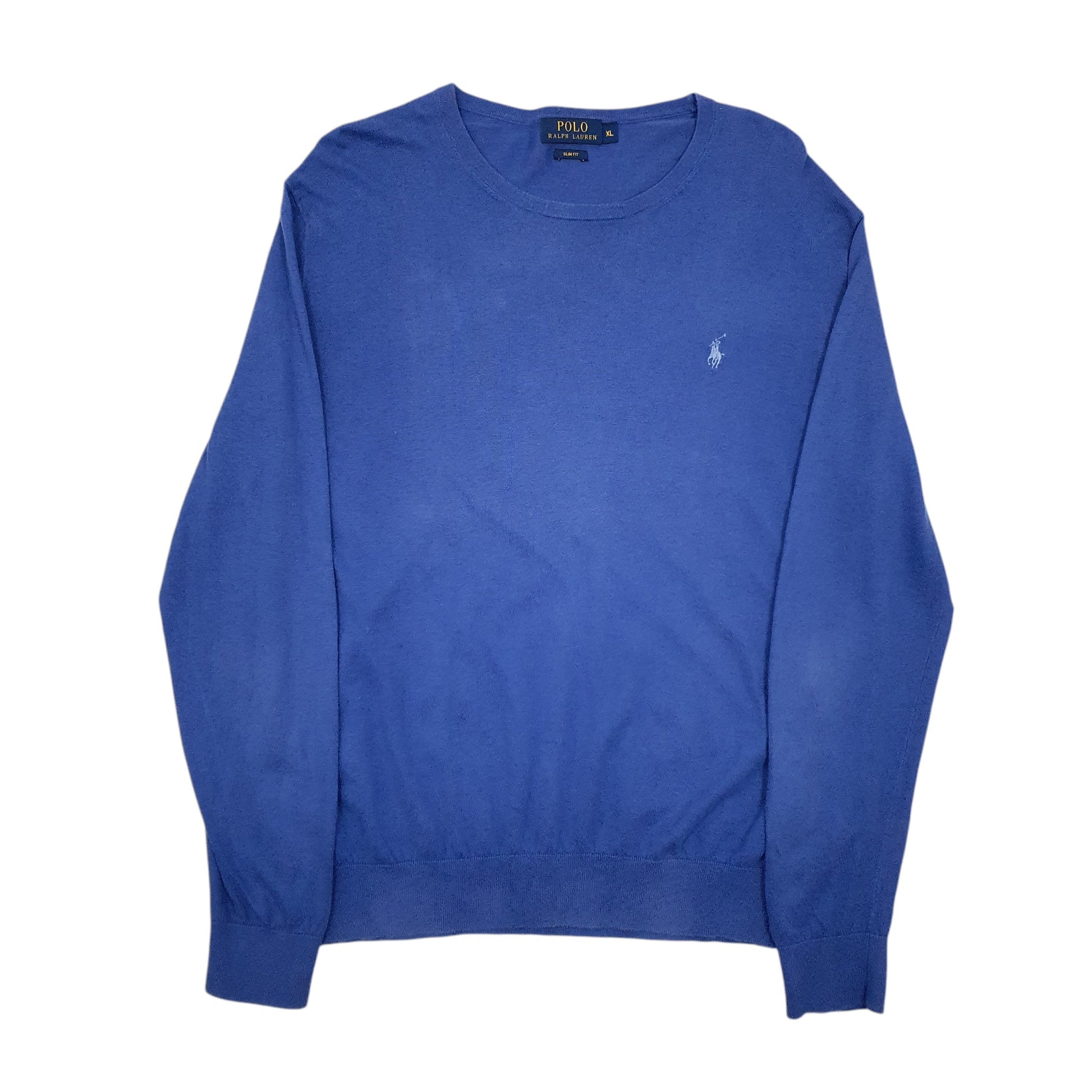 Mens Blue Polo Ralph Lauren Slim Fit Crewneck Jumper