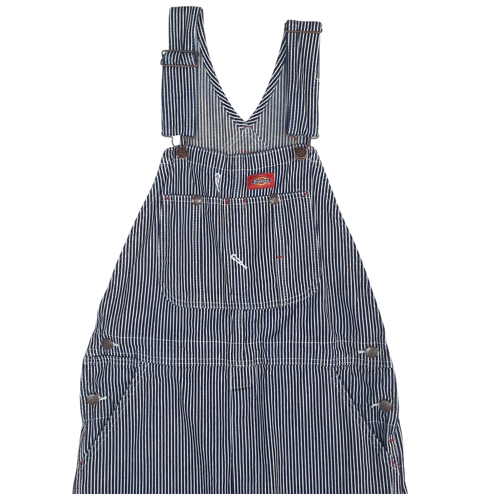 Mens Navy Dickies Overalls Bib Hickory Railroad Striped Dungaree Trousers