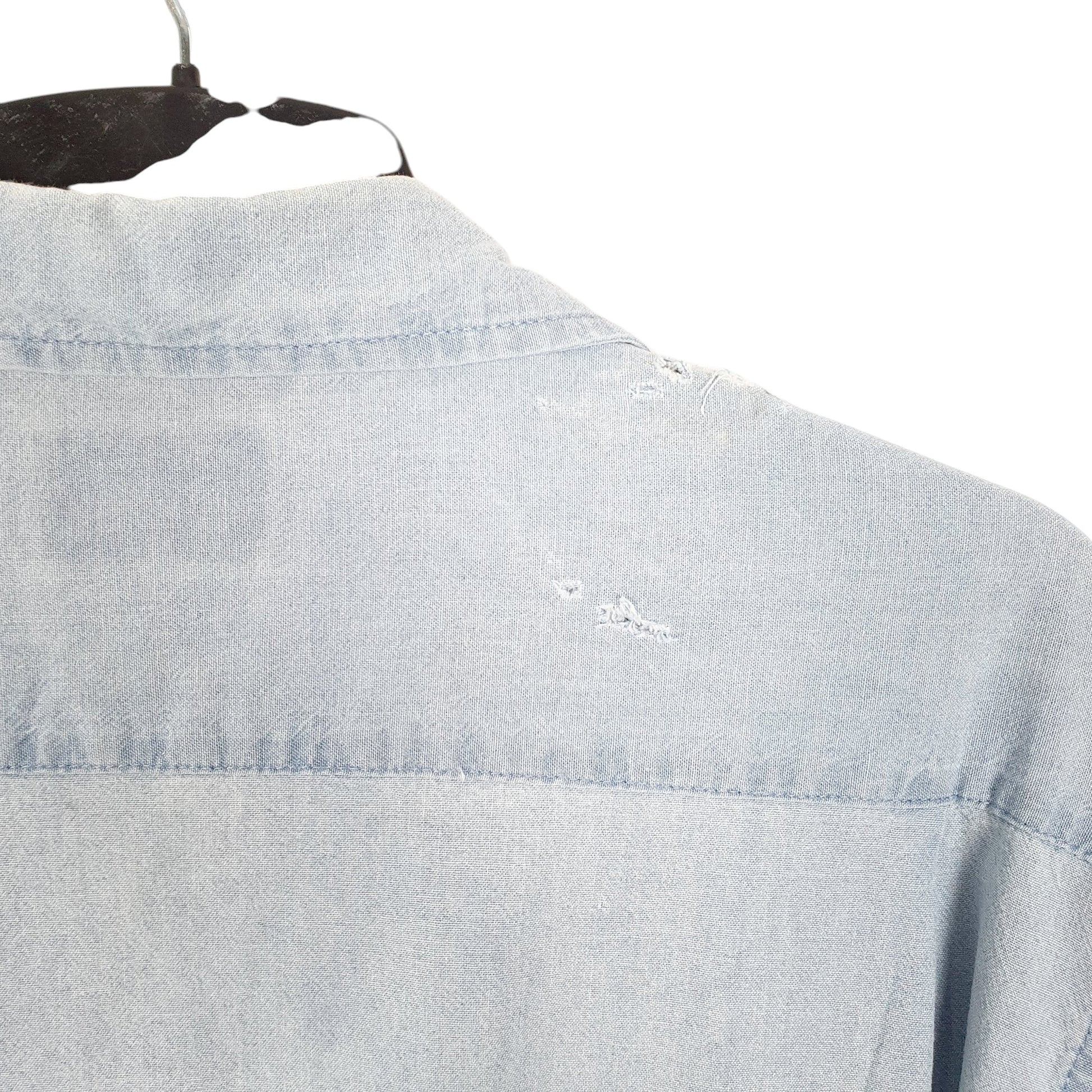 Mens Blue Wrangler Tall Chambray Long Sleeve Shirt