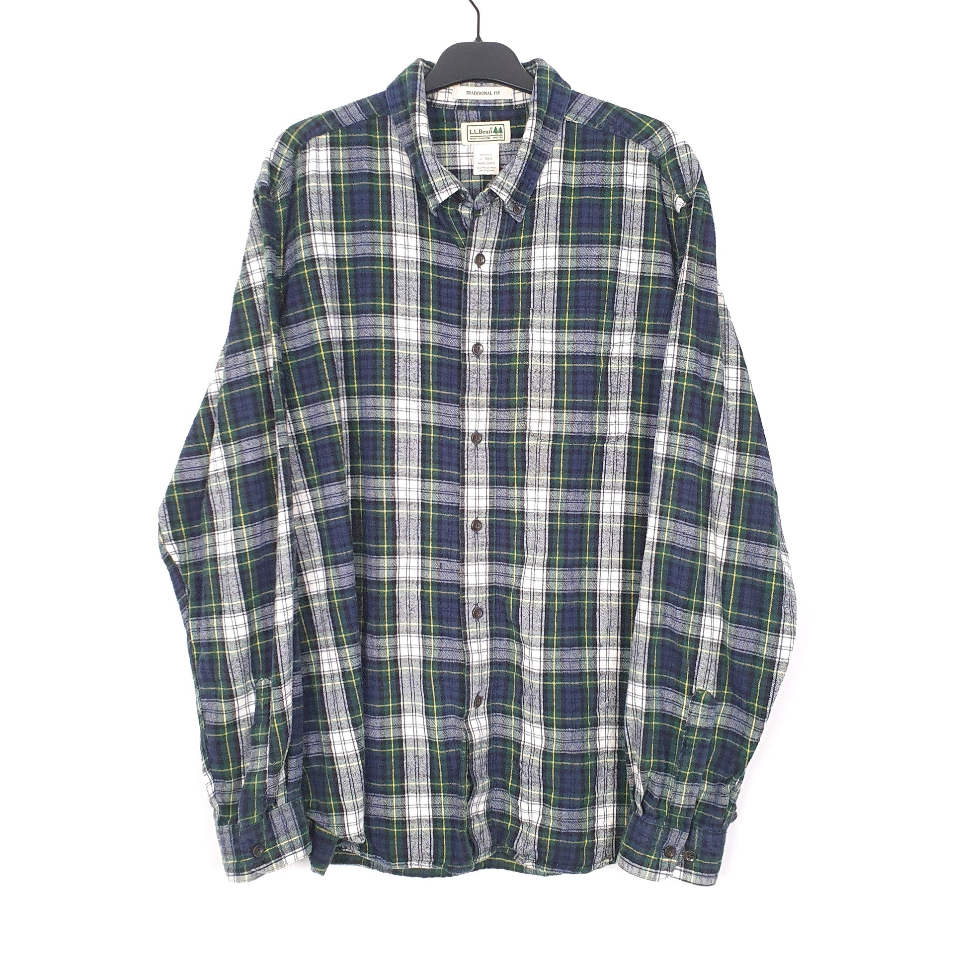 Mens Navy L.L.Bean Flannel Overshirt Long Sleeve Shirt