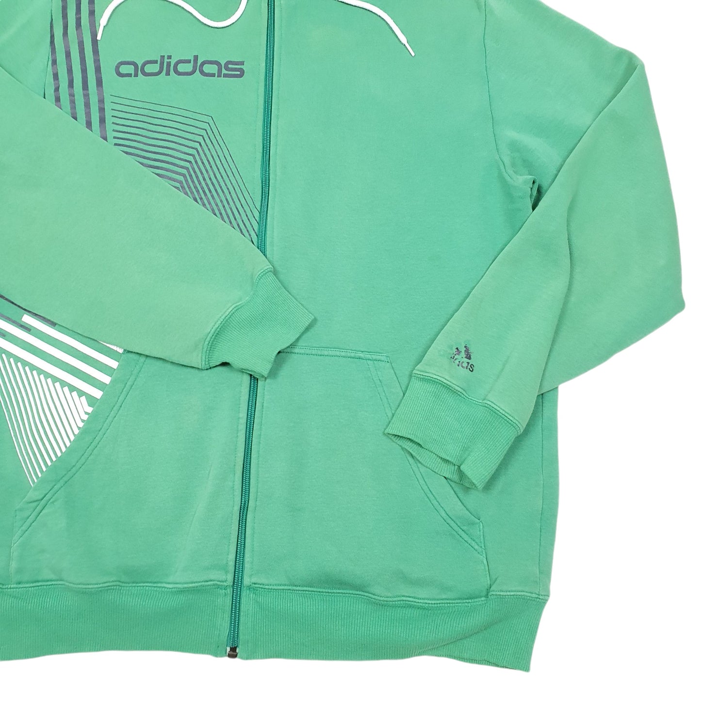 Mens Green Adidas Hoodie Full Zip Jumper