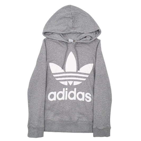 Womens Grey Adidas Spellout Hoodie Jumper