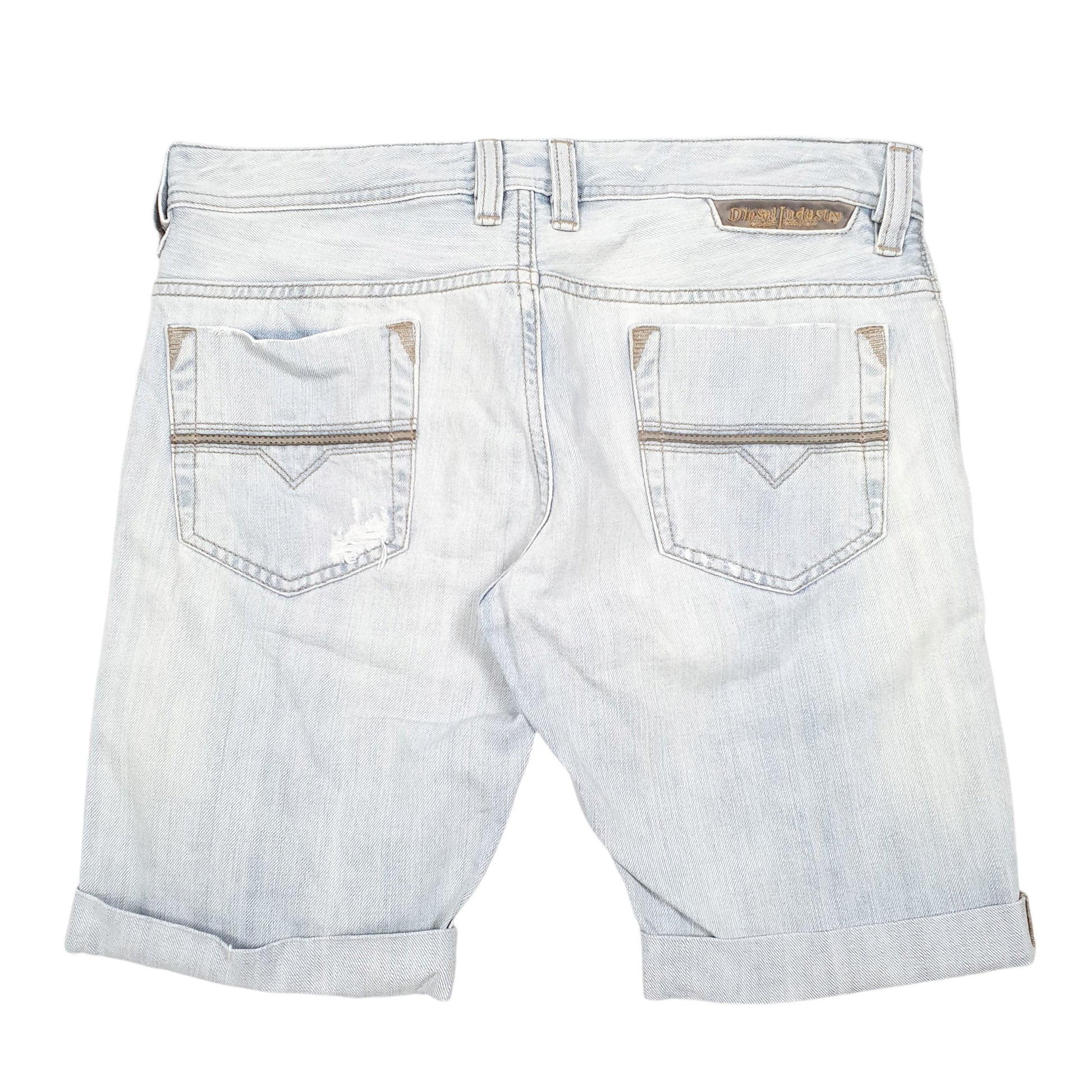 Mens Blue Diesel Slim Jorts Jean Distressed Denim Shorts