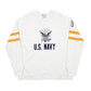 Mens White Champion US Navy Spellout Crewneck Jumper