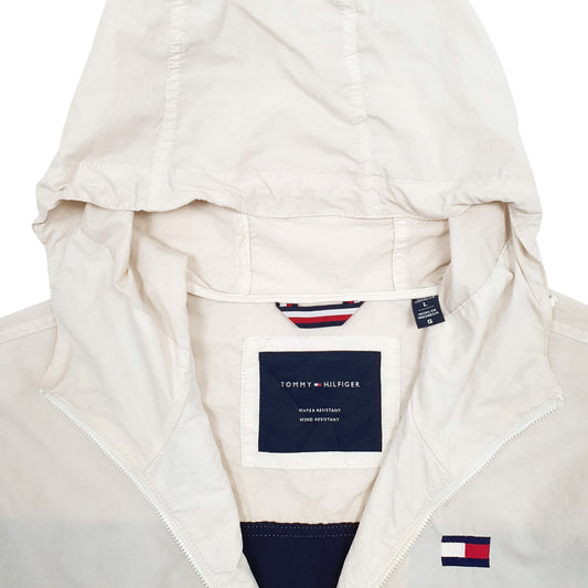 Mens White Tommy Hilfiger Spellout Full Zip Coat