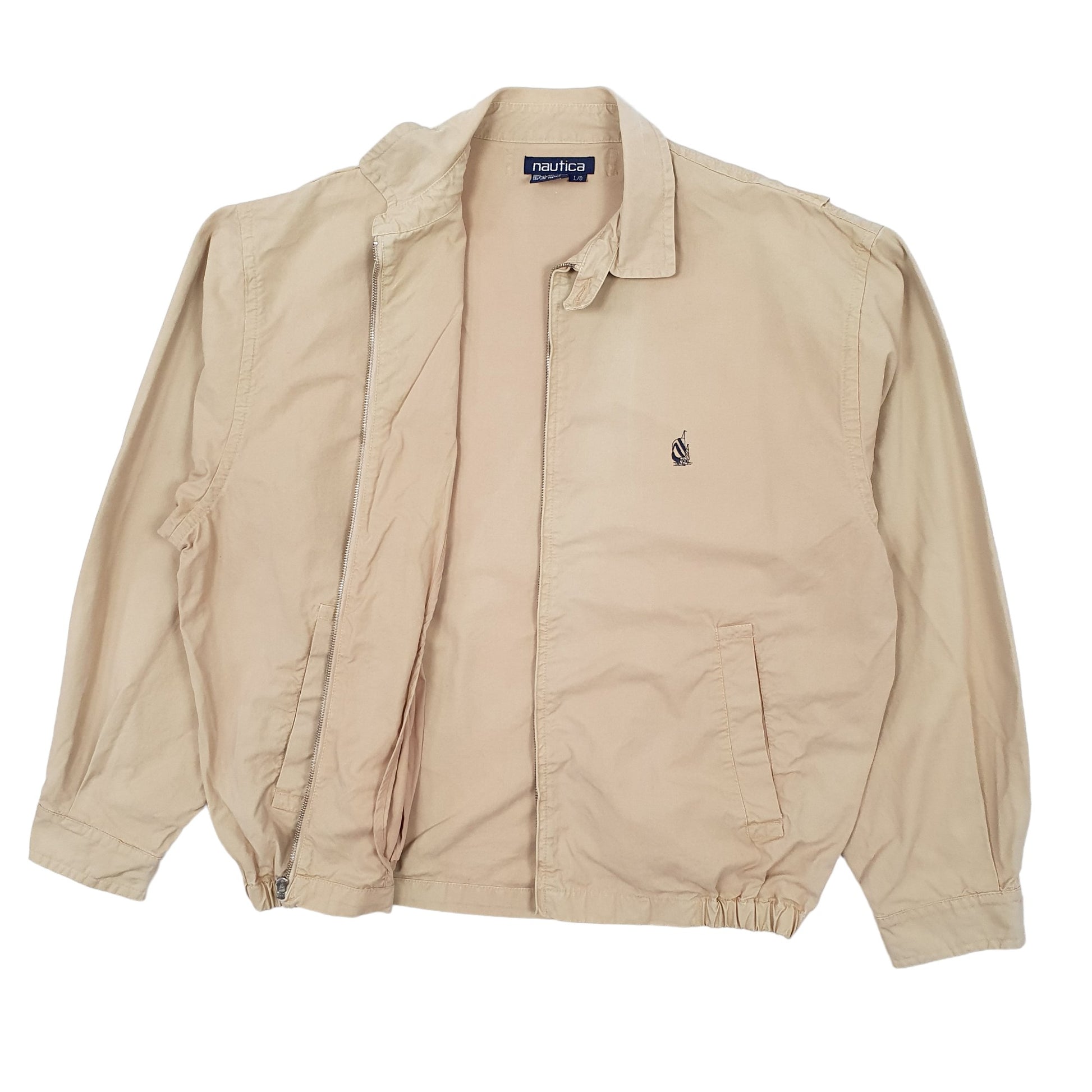 Mens Beige Nautica Bomber Vintage 90s  Coat