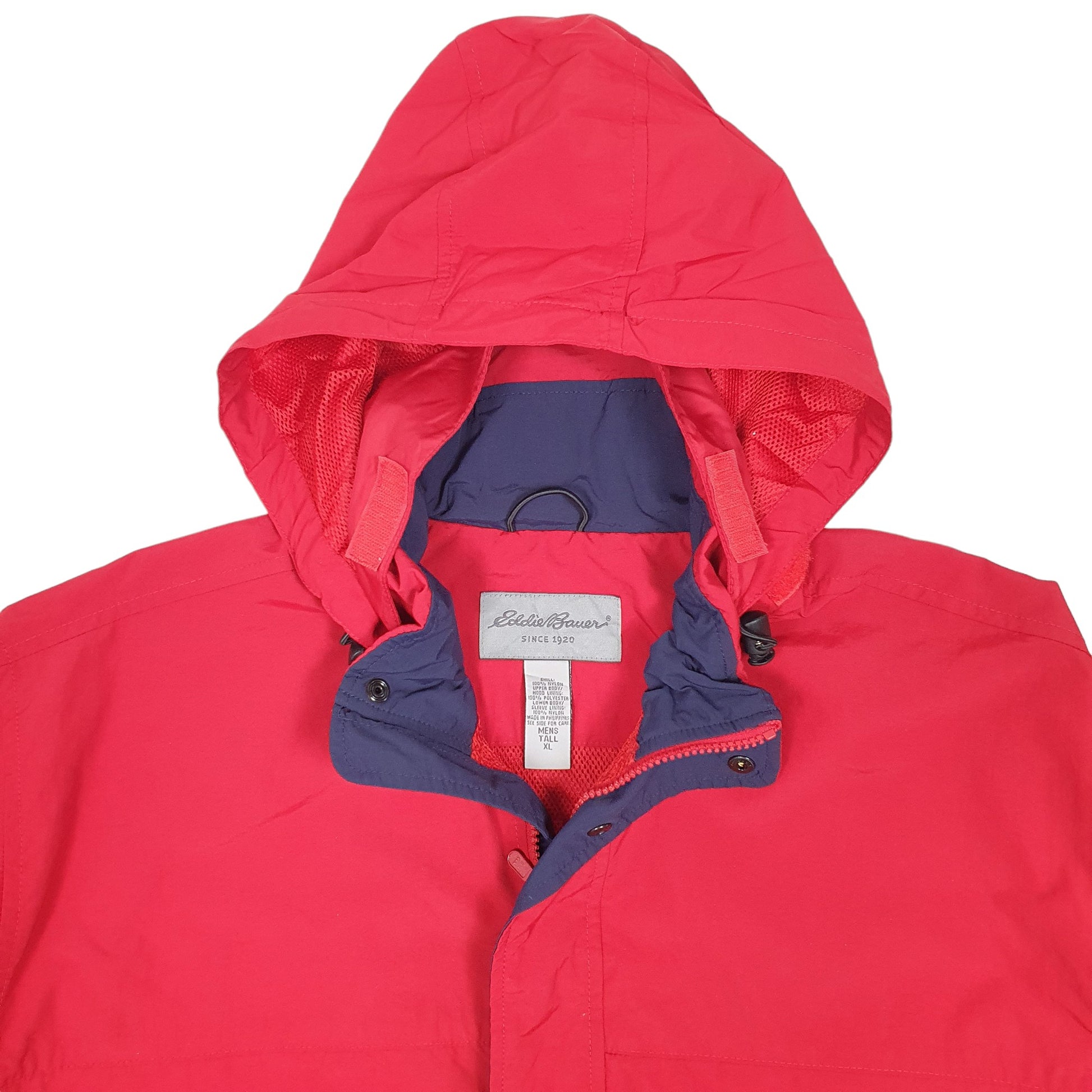 Mens Red Eddie Bauer Sailing Windbreaker Hooded  Coat