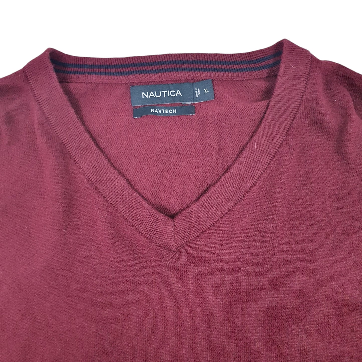 Mens Burgundy Nautica Knitwear Crewneck Jumper