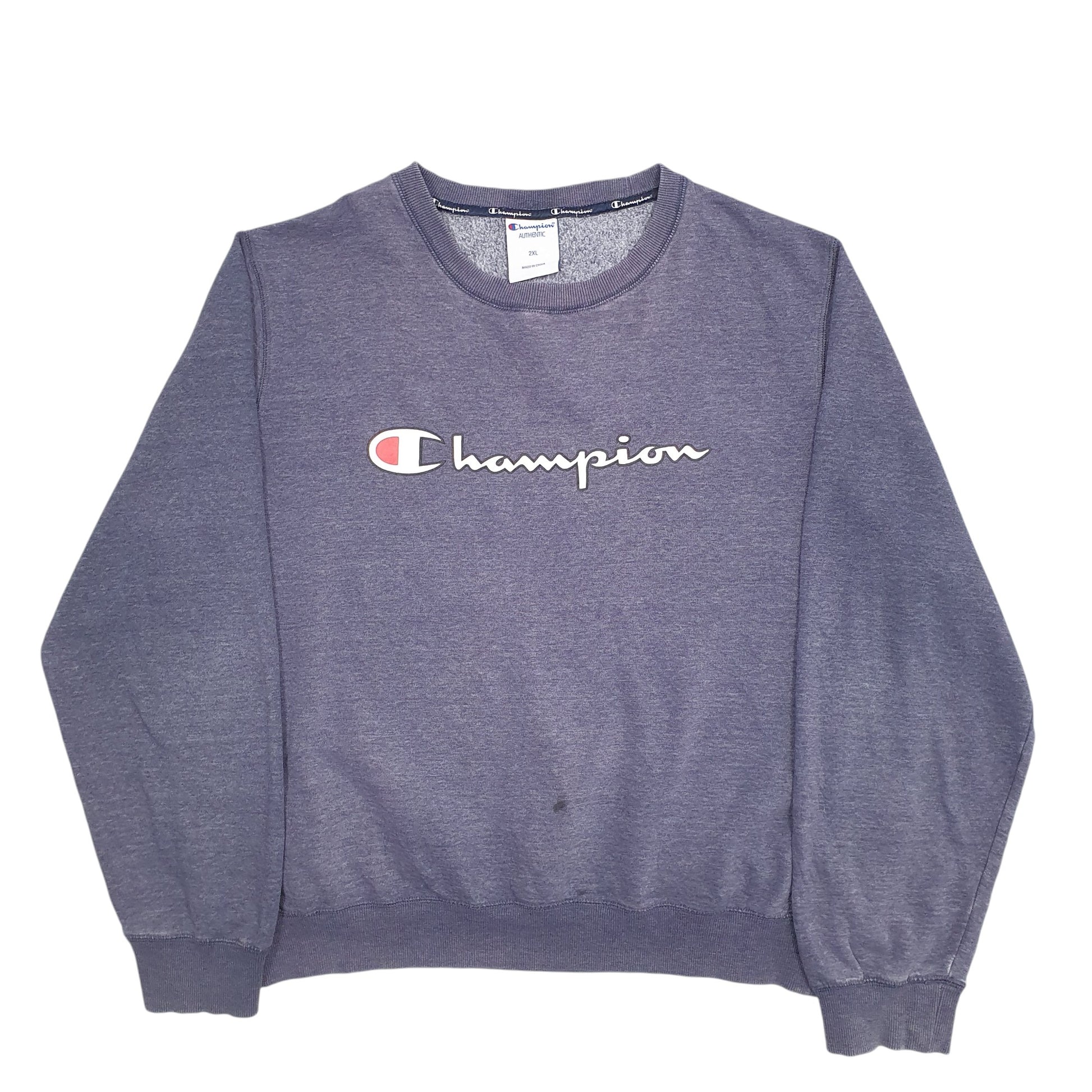 Mens Blue Champion Spellout Crewneck Jumper