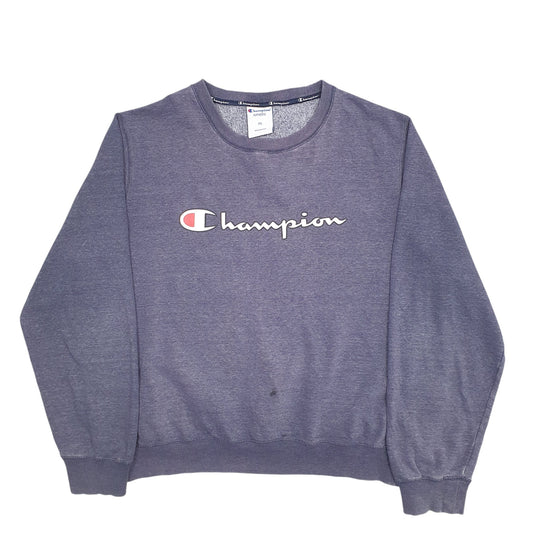 Mens Blue Champion Spellout Crewneck Jumper