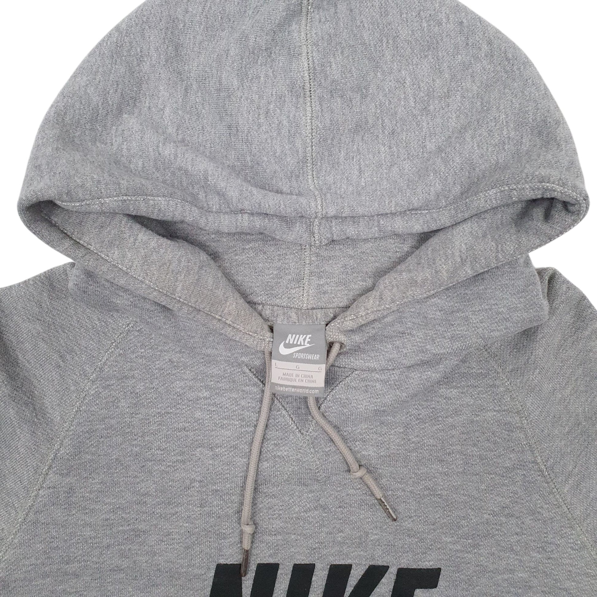 Womens Grey Nike Spellout Hoodie Jumper