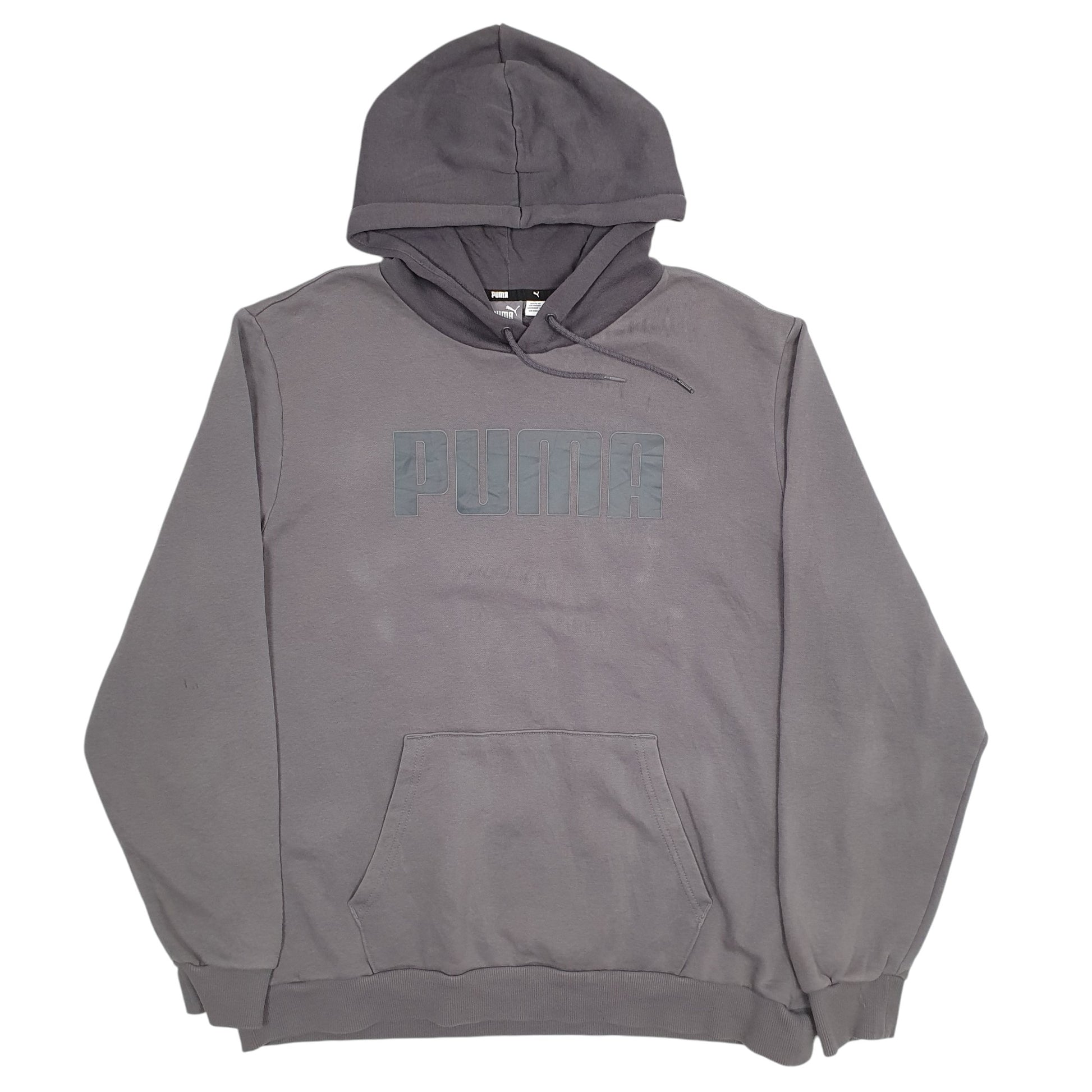 Mens Grey Puma Spellout Hoodie Jumper