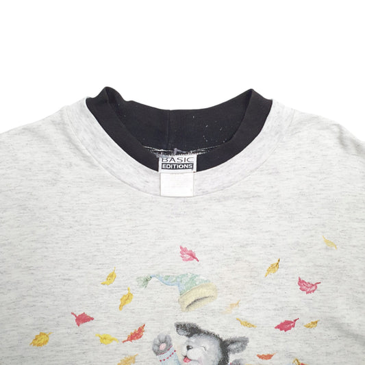 Mens Grey Basic Editions Cats Crewneck Jumper