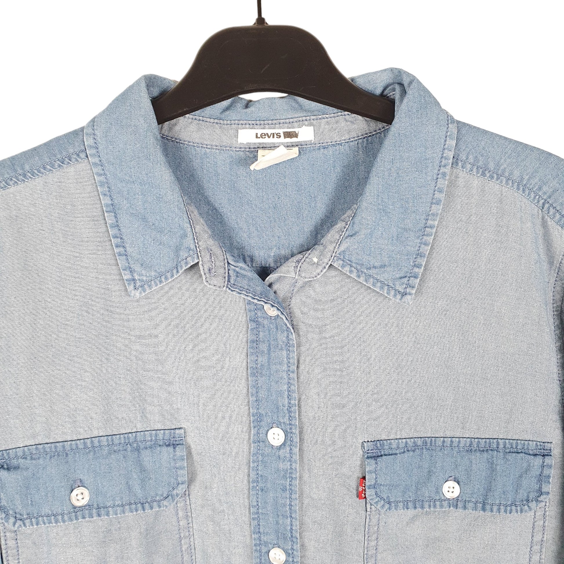 Womens Blue Levis Chambray Work Two Tone Long Sleeve Shirt