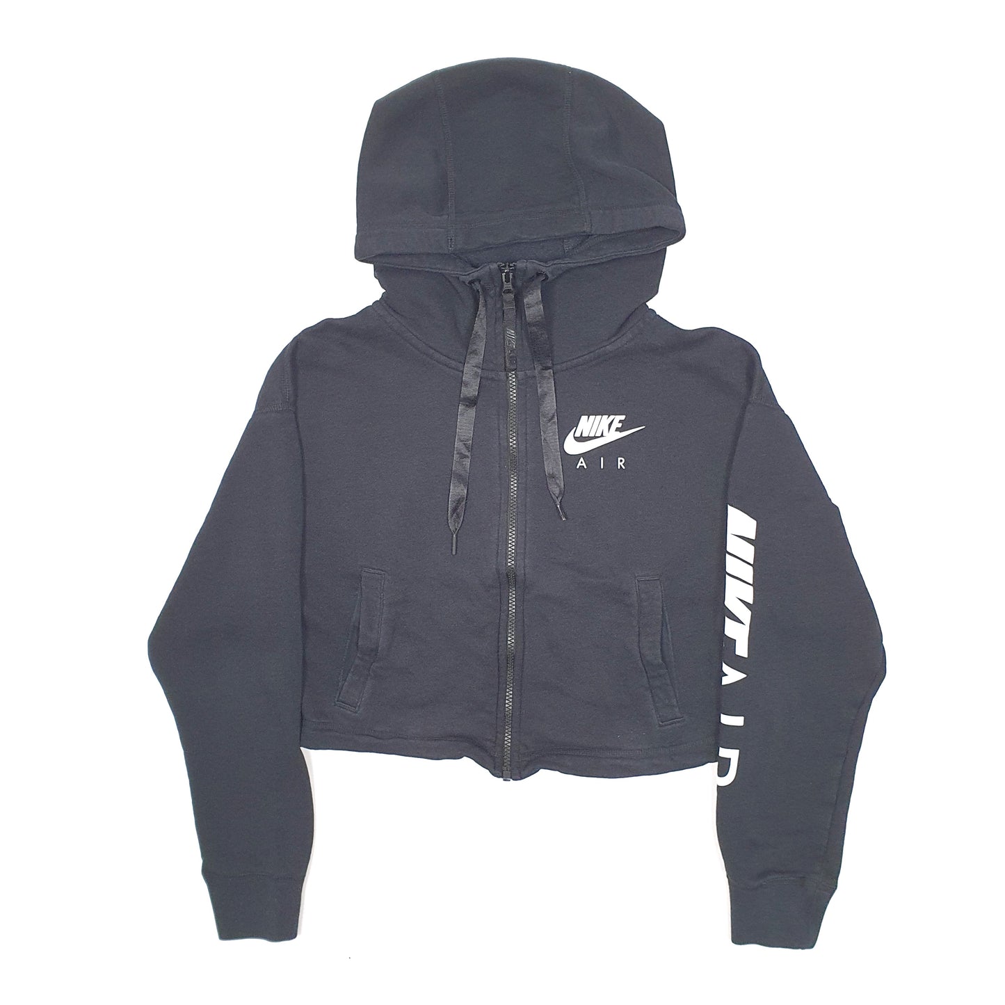 Womens Black Nike Crop Top Hoodie Full Zip Jumper