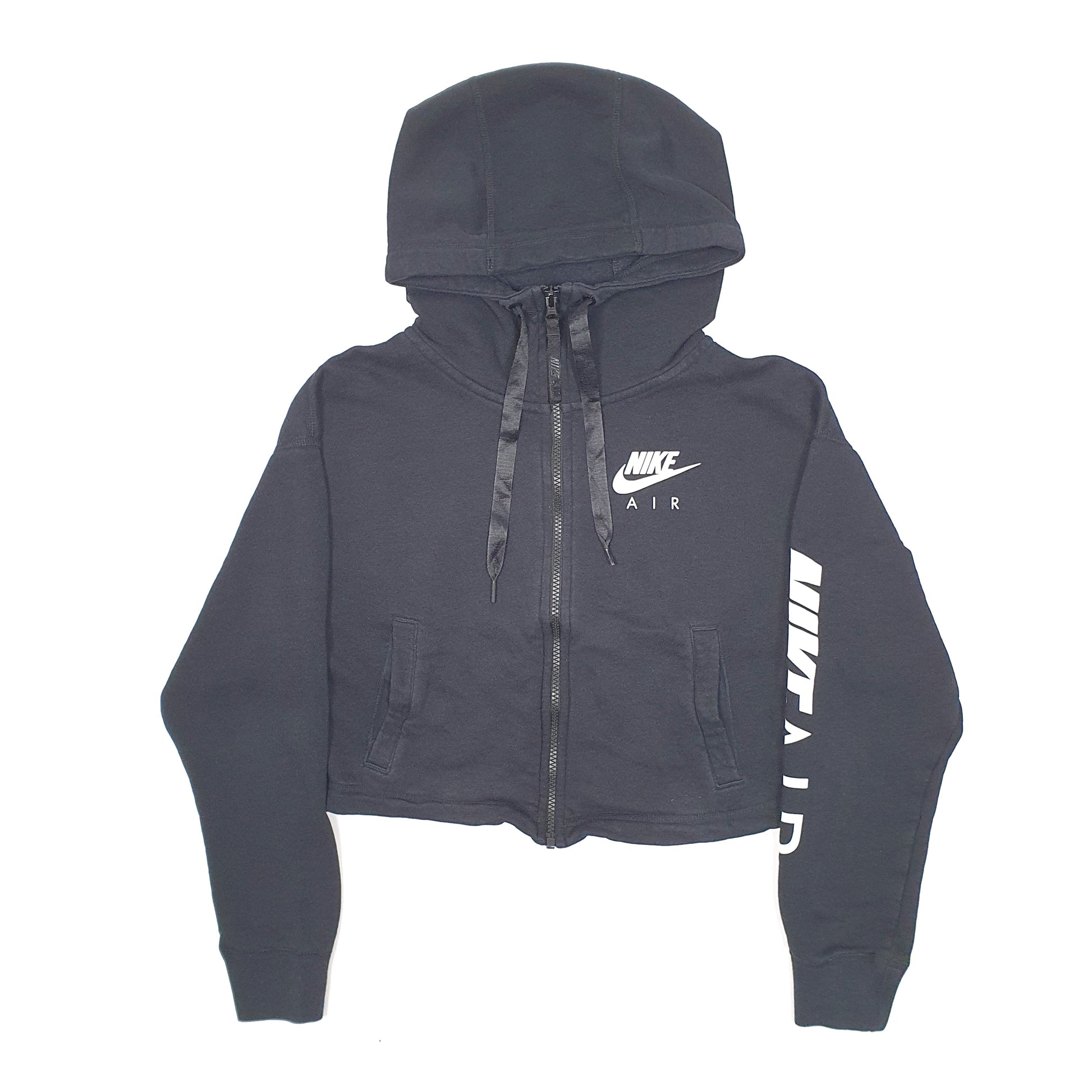 Womens Black Nike Crop Top Hoodie Full Zip Jumper