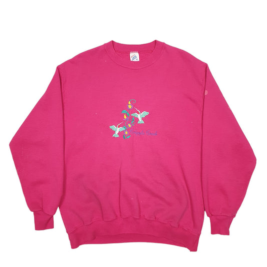 Womens Pink Jerzees Made In USA Crewneck Jumper