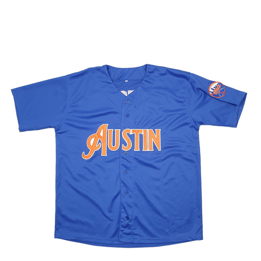 Mens Blue Unbranded MLB Baseball Jersey Austin Mets Short Sleeve T Shirt