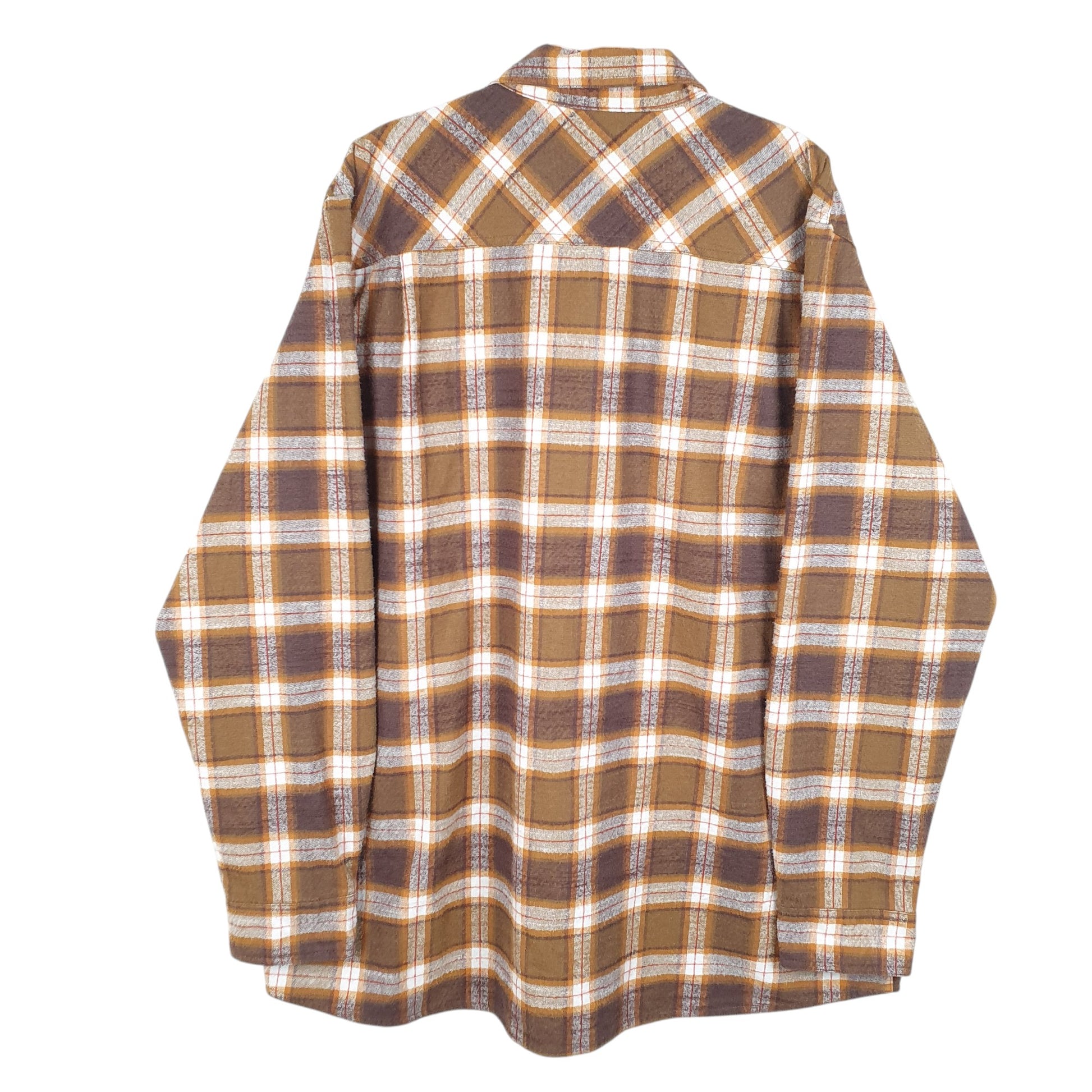 Mens Brown L.L.Bean Flannel Overshirt Shacket Tall Snap Long Sleeve Shirt