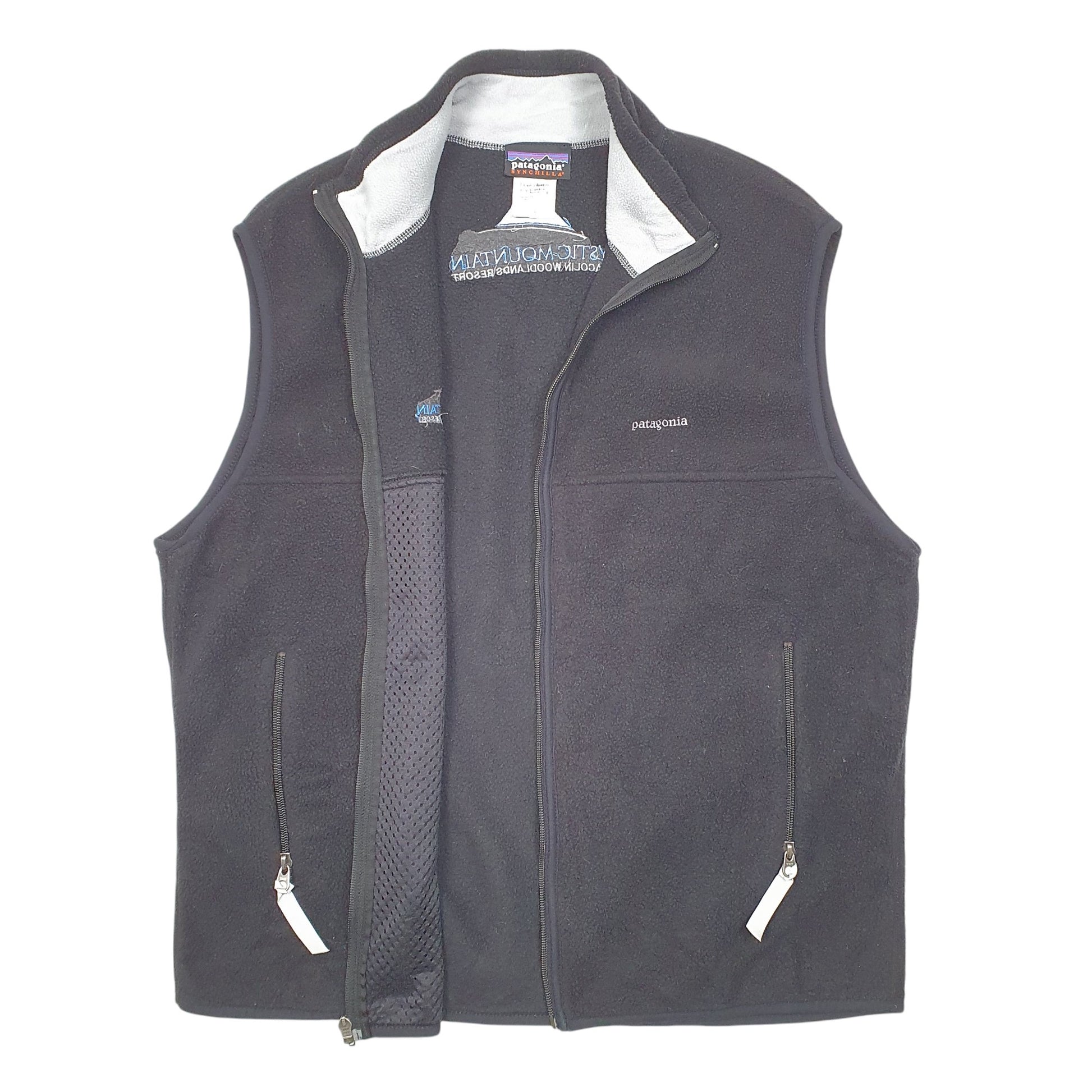 Mens Patagonia Black Gilet Synchilla Mystic Mountain Jumper L