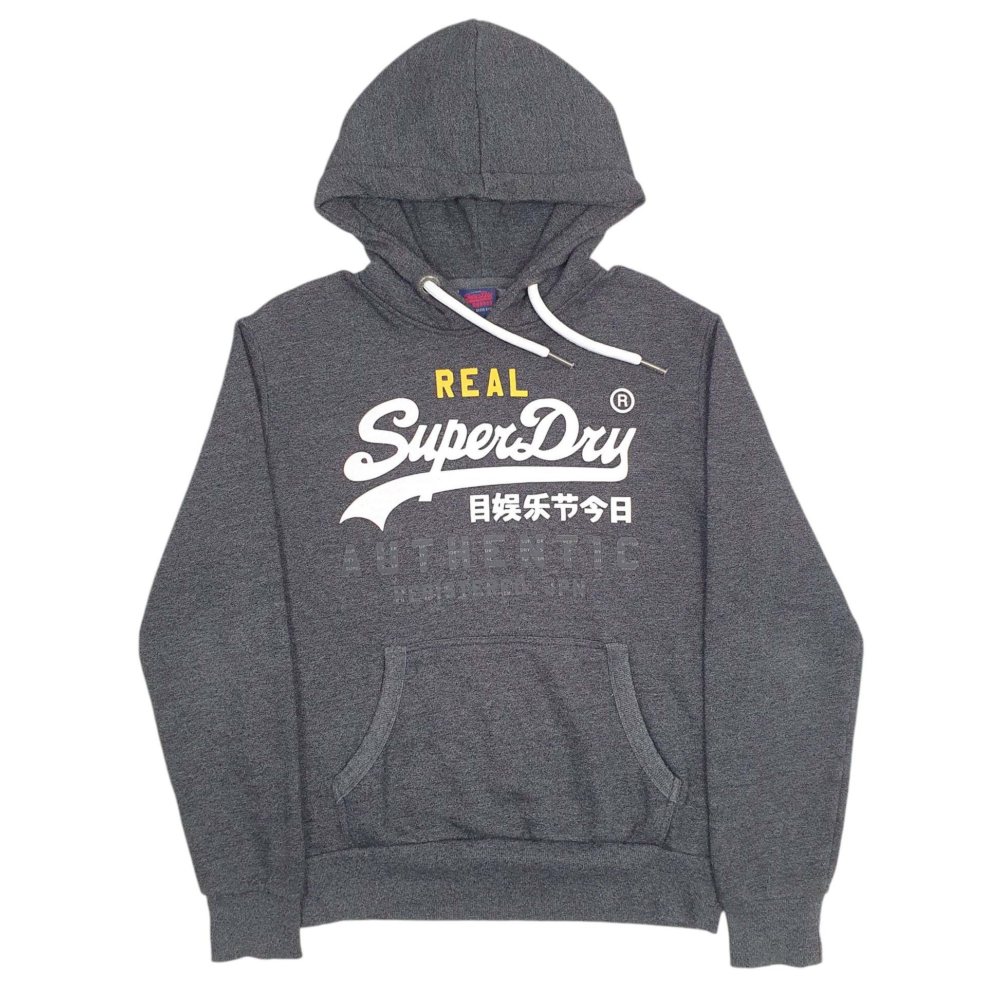 Mens Grey Superdry Spellout Japan Hoodie Jumper