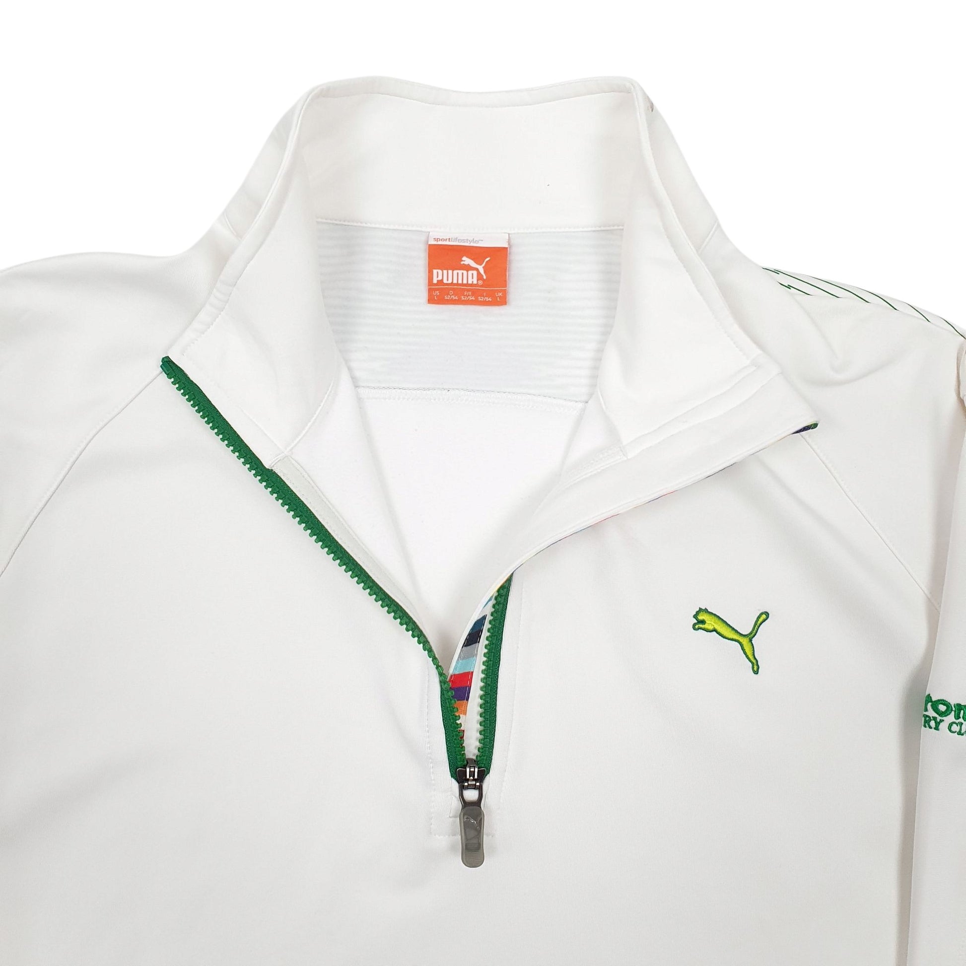 Mens White Puma Sport Active Wear Quarter Zip Jumper
