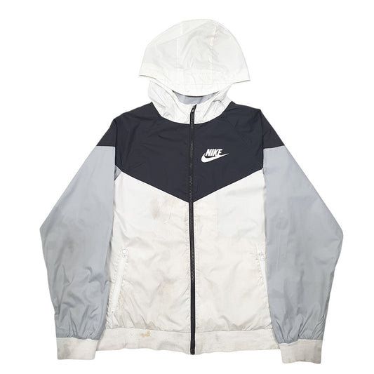 Mens White Nike Windrunner Hooded  Coat
