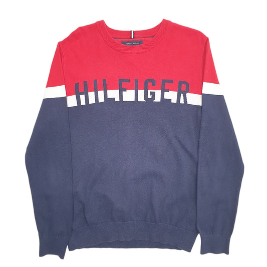 Mens Navy Tommy Hilfiger Spellout Crewneck Jumper