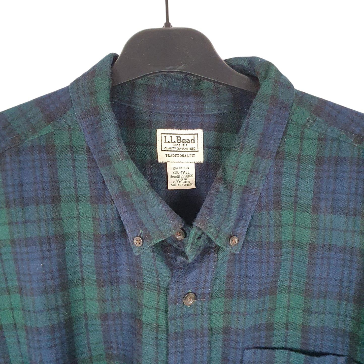 Mens Green L.L.Bean Tall Flannel Overshirt Tartan Long Sleeve Shirt