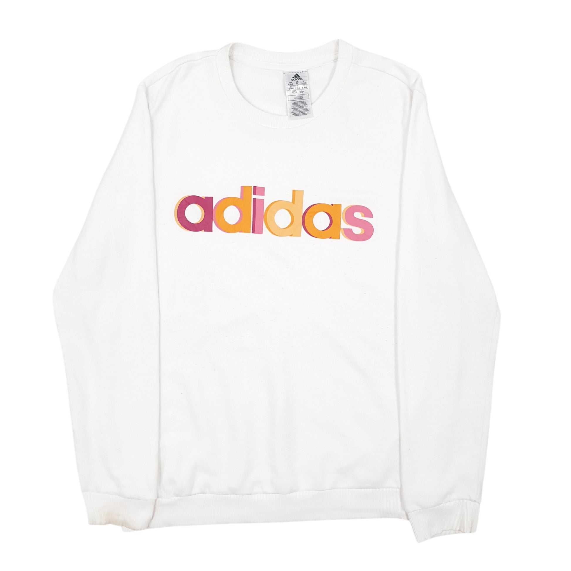 Womens White Adidas Spellout Crewneck Jumper