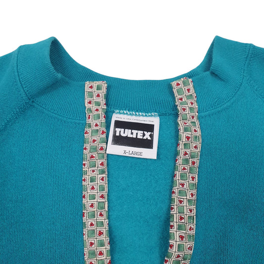 Womens Teal Tultex Vintage 1990s Made in USA Christmas Rudolph Cardigan Jumper