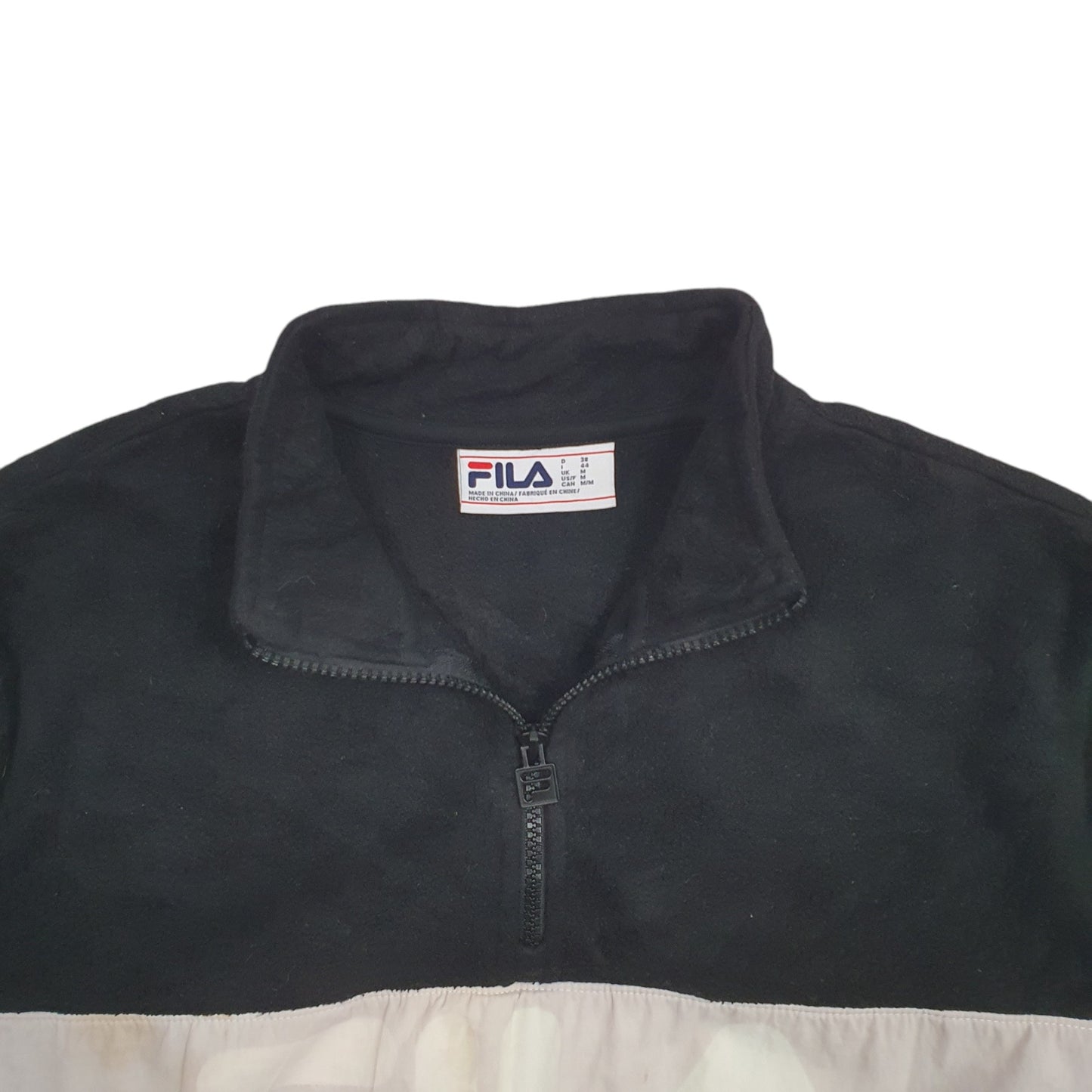 Womens Black Fila Spellout Quarter Zip Jumper