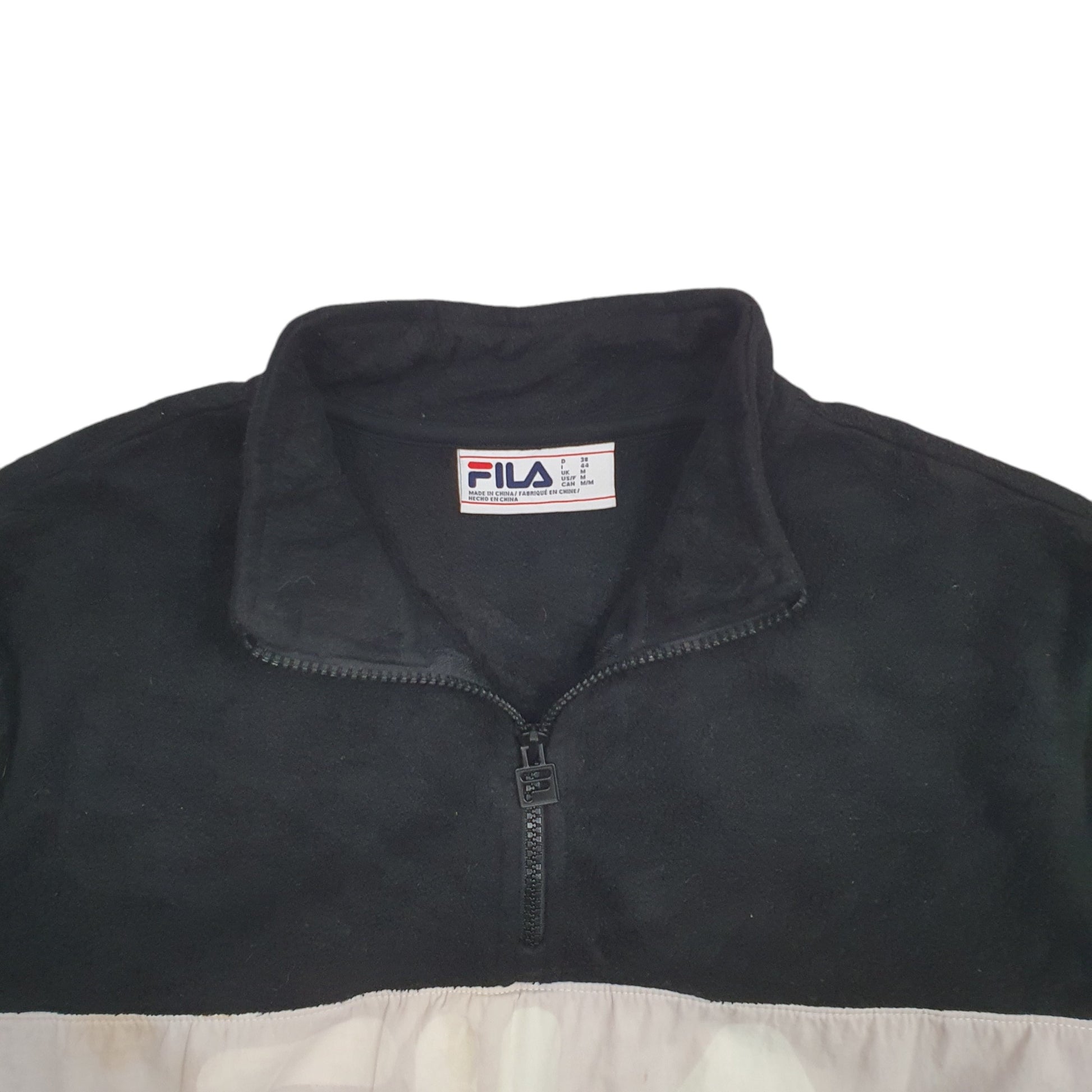 Womens Black Fila Spellout Quarter Zip Jumper
