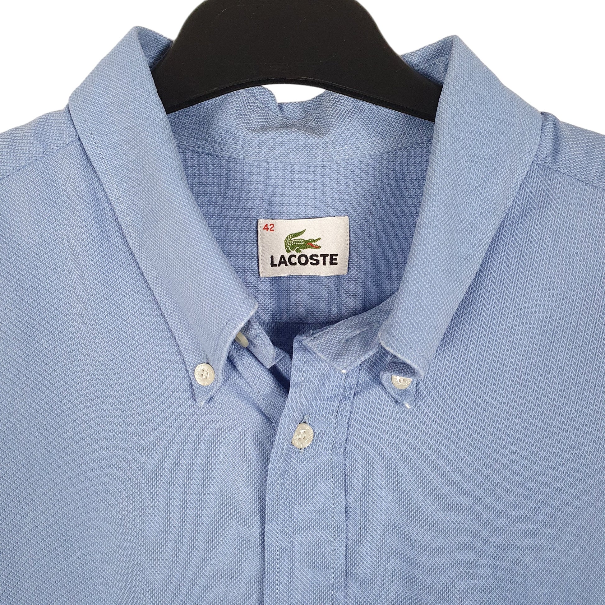 Mens Blue Lacoste  Short Sleeve Shirt