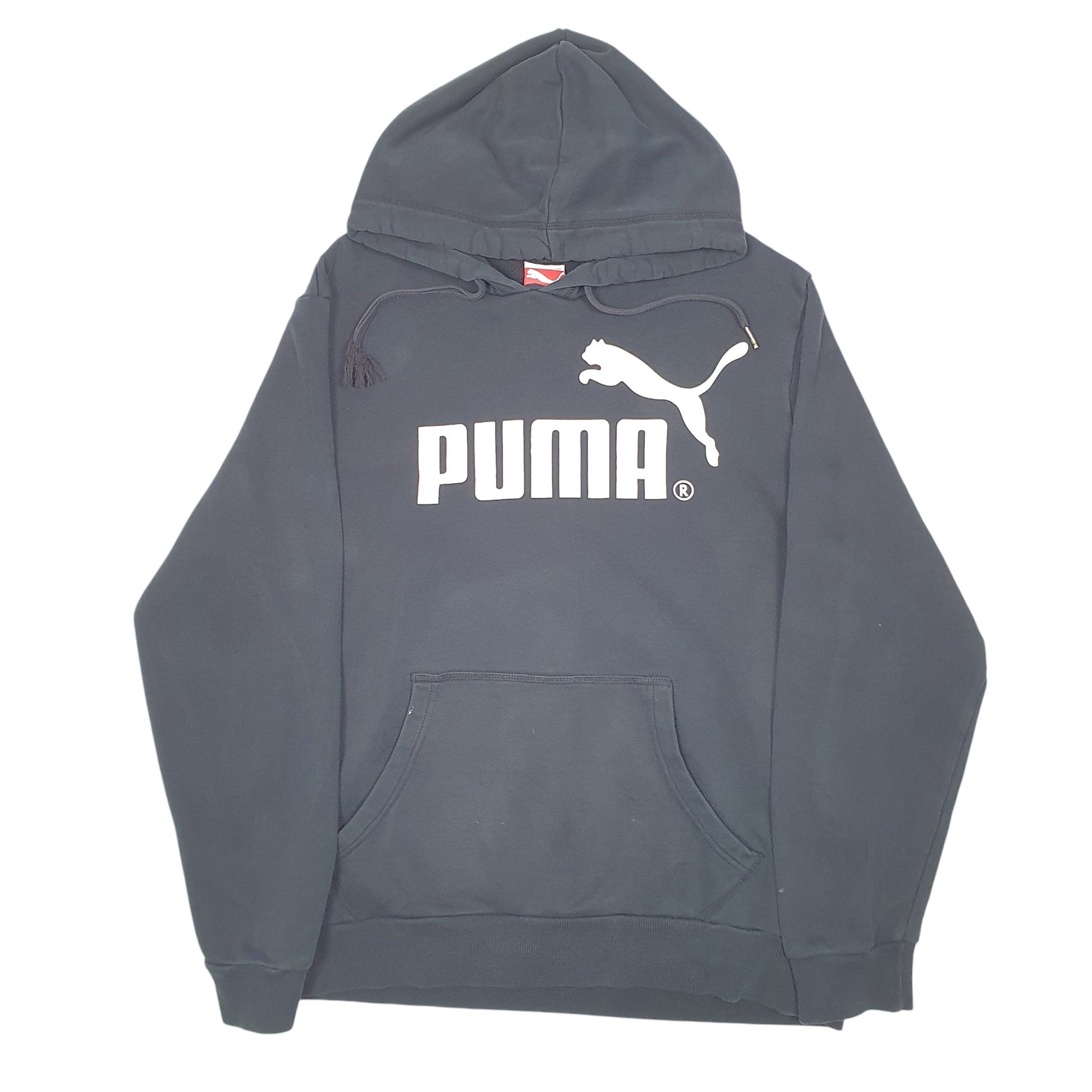Mens Black Puma Spellout Hoodie Jumper