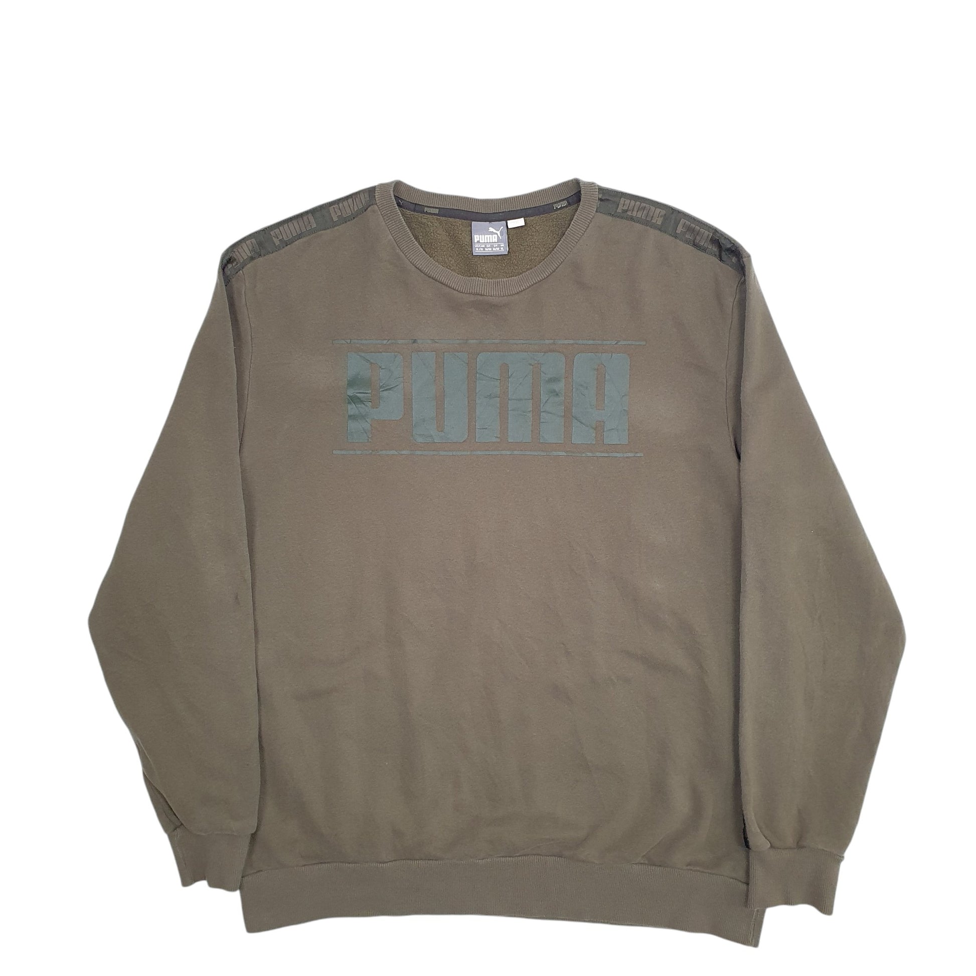 Mens Khaki Puma Spellout Crewneck Jumper