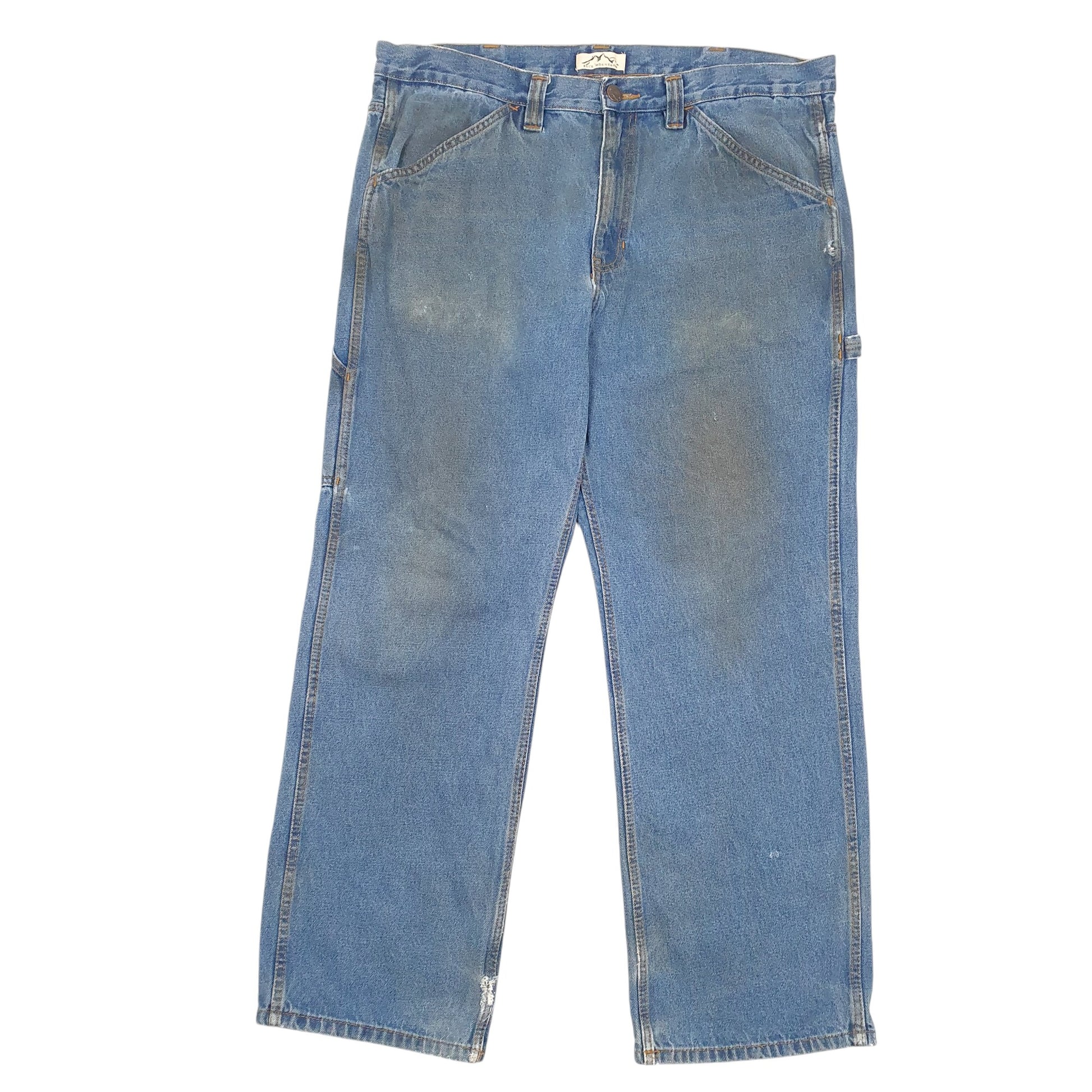 Mens Blue Blue Mountain Workwear Jeans Denim Carpenter Trousers